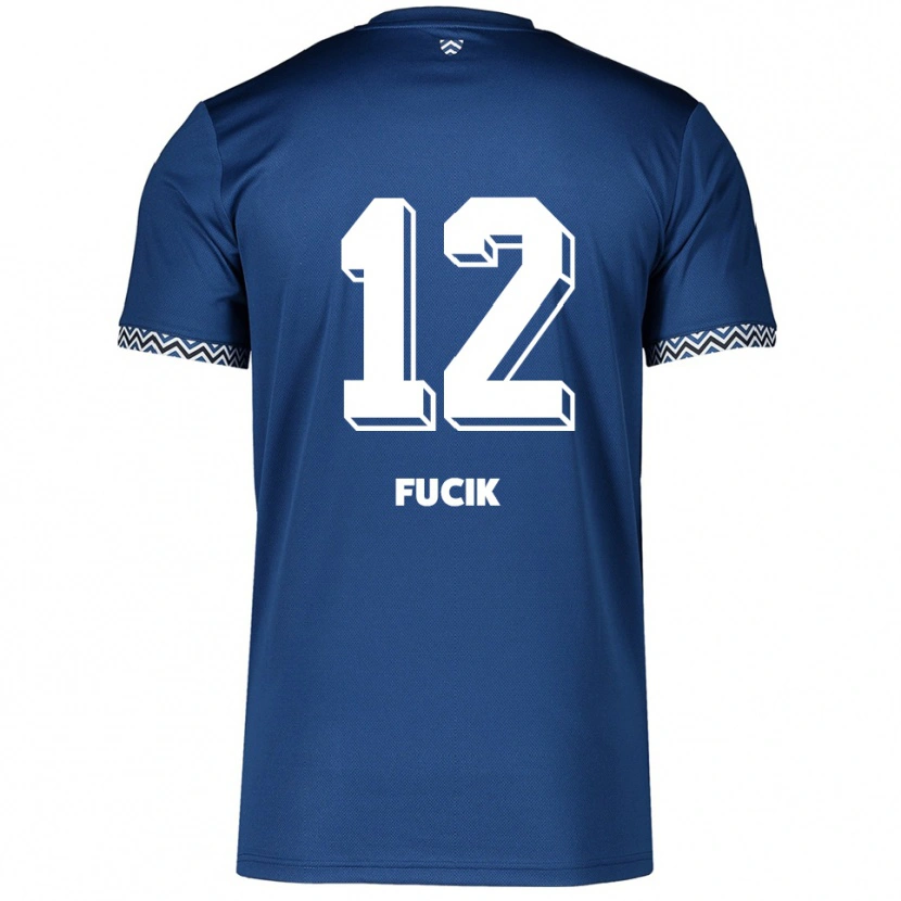 Danxen Børn Miles Fucik #12 Navy Hvid Hjemmebane Spillertrøjer 2025/26 Trøje T-Shirt