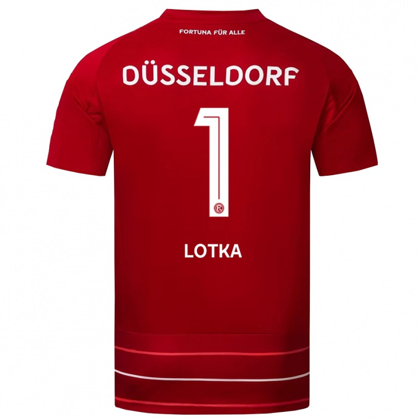 Danxen Børn Marcel Lotka #1 Rød Hvid Hjemmebane Spillertrøjer 2025/26 Trøje T-Shirt