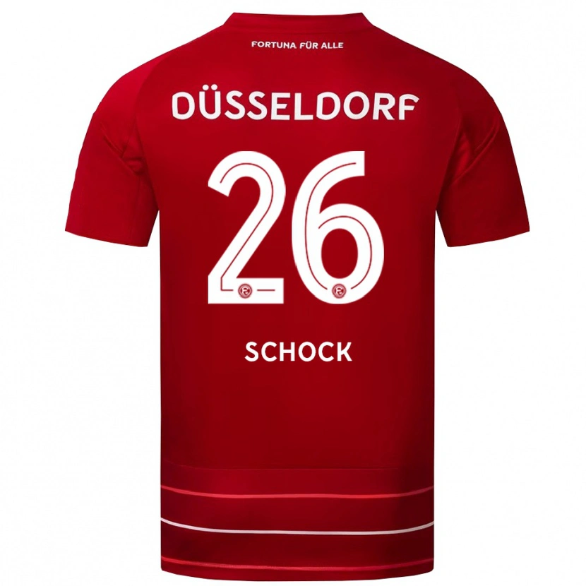 Danxen Børn Florian Schock #26 Rød Hvid Hjemmebane Spillertrøjer 2025/26 Trøje T-Shirt