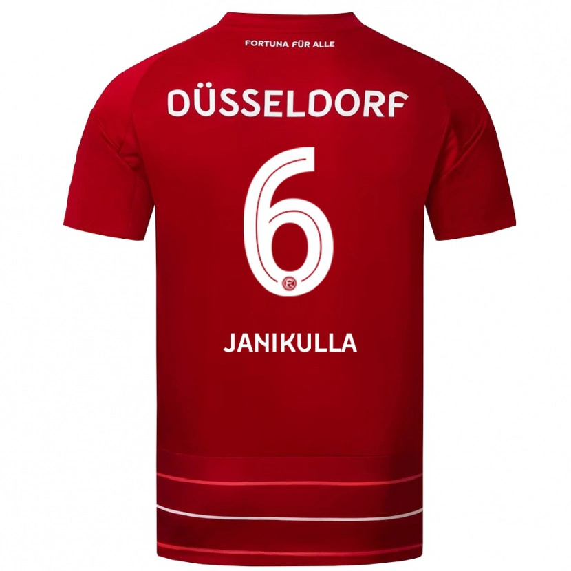 Danxen Børn Julius Janikulla #6 Rød Hvid Hjemmebane Spillertrøjer 2025/26 Trøje T-Shirt