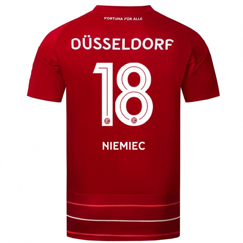 Danxen Børn Jona Niemiec #18 Rød Hvid Hjemmebane Spillertrøjer 2025/26 Trøje T-Shirt