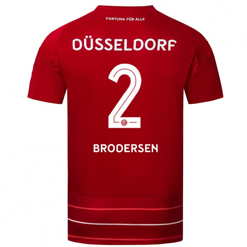 Danxen Børn Leonard Brodersen #2 Rød Hvid Hjemmebane Spillertrøjer 2025/26 Trøje T-Shirt