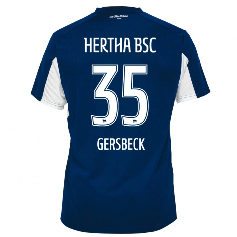 Danxen Børn Marius Gersbeck #35 Hvid Blå Hjemmebane Spillertrøjer 2025/26 Trøje T-Shirt