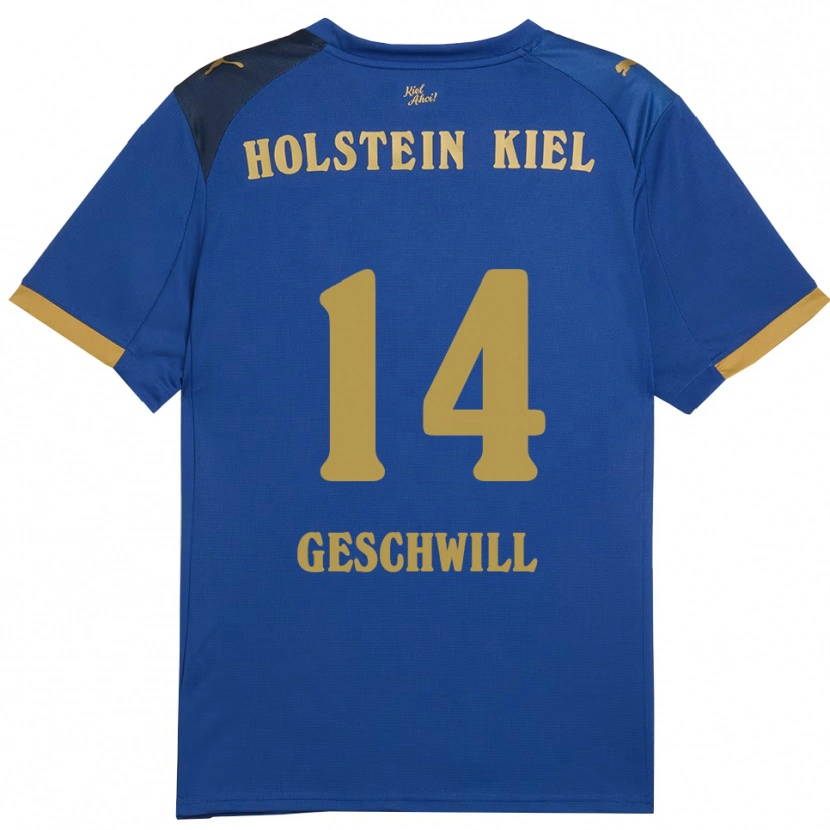 Danxen Børn Max Geschwill #14 Blå Guld Hjemmebane Spillertrøjer 2025/26 Trøje T-Shirt