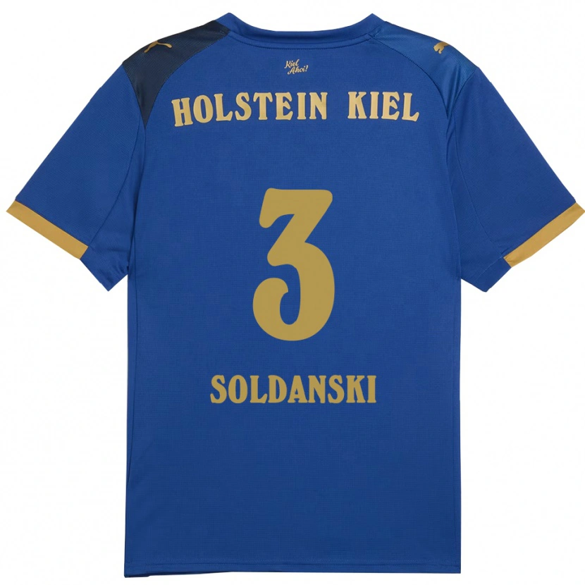 Danxen Børn Lasse Soldanski #3 Blå Guld Hjemmebane Spillertrøjer 2025/26 Trøje T-Shirt