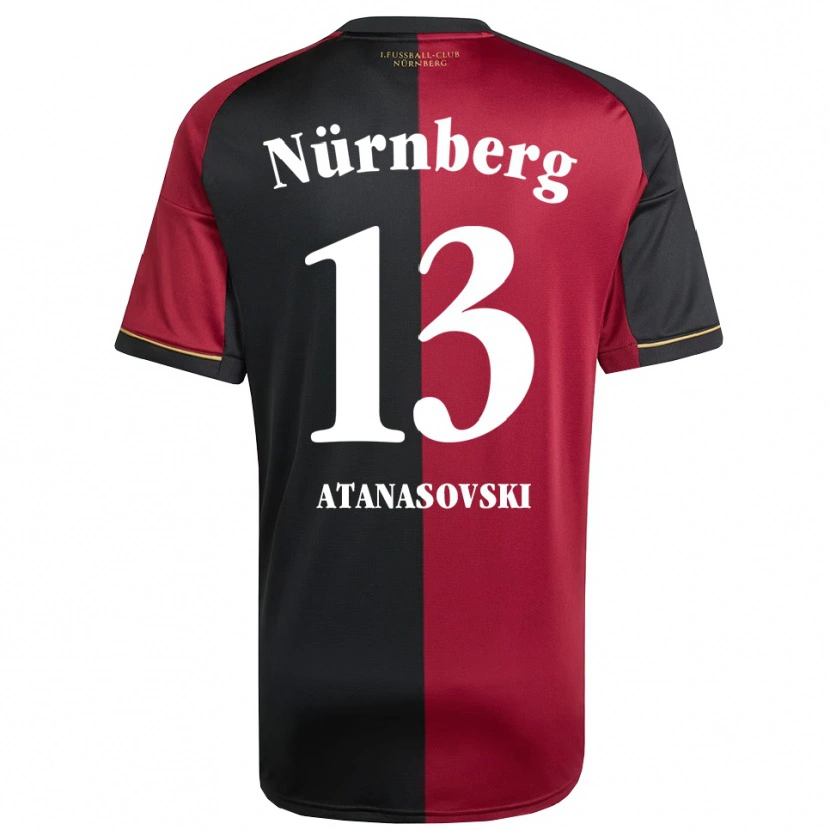 Danxen Børn Adrian Atanasovski #13 Burgundy Sort Hjemmebane Spillertrøjer 2025/26 Trøje T-Shirt