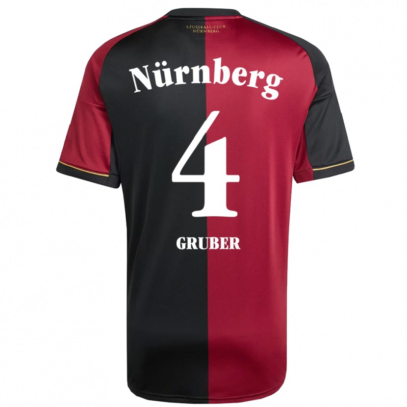 Danxen Børn Fabio Gruber #4 Burgundy Sort Hjemmebane Spillertrøjer 2025/26 Trøje T-Shirt
