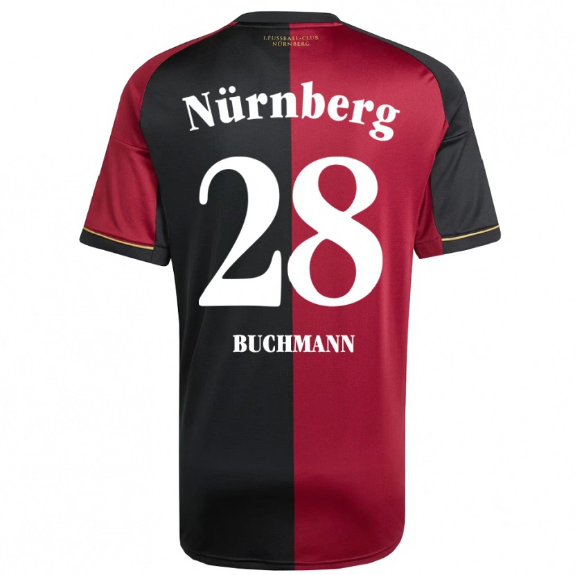 Danxen Børn Tarek Buchmann #28 Burgundy Sort Hjemmebane Spillertrøjer 2025/26 Trøje T-Shirt