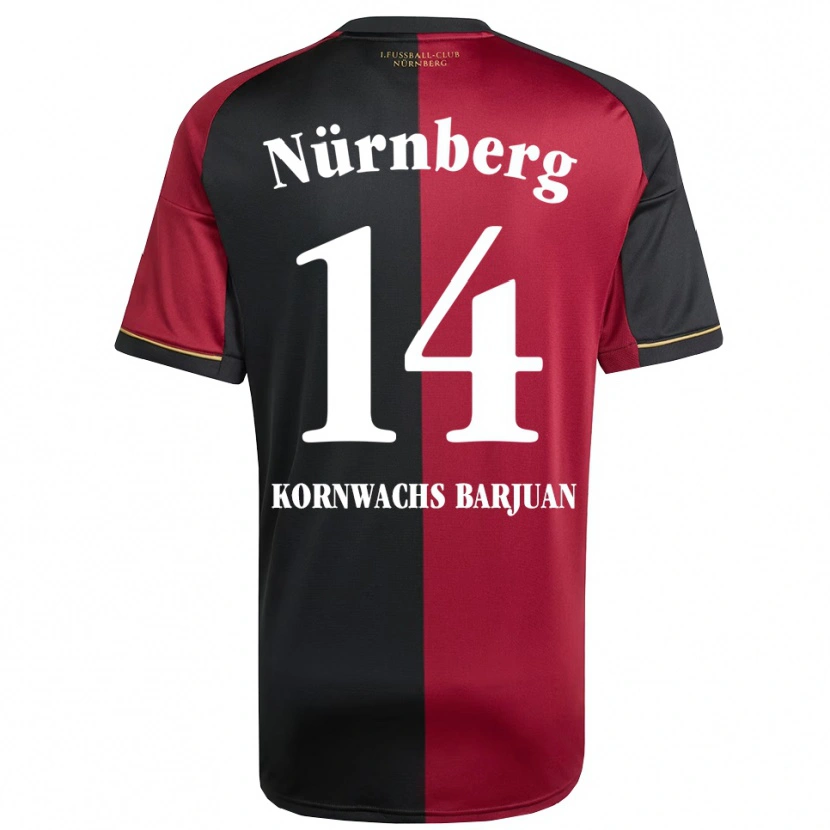 Danxen Børn Marc Kornwachs Barjuan #14 Burgundy Sort Hjemmebane Spillertrøjer 2025/26 Trøje T-Shirt