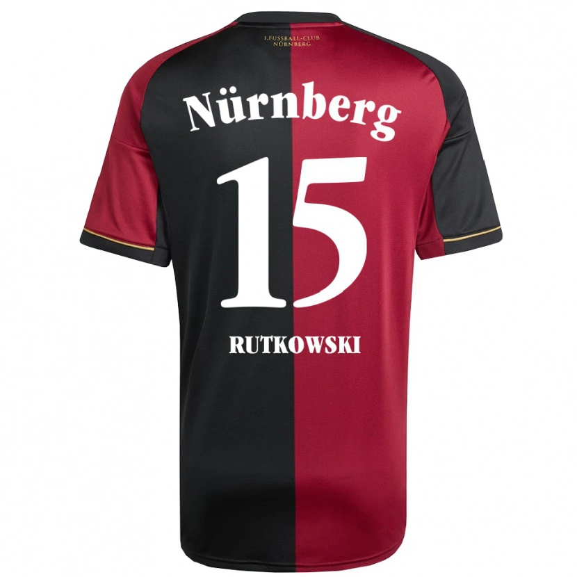 Danxen Børn Nicolas Rutkowski #15 Burgundy Sort Hjemmebane Spillertrøjer 2025/26 Trøje T-Shirt
