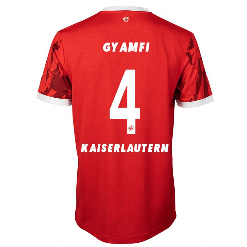 Danxen Børn Maxwell Gyamfi #4 Rød Hvid Hjemmebane Spillertrøjer 2025/26 Trøje T-Shirt