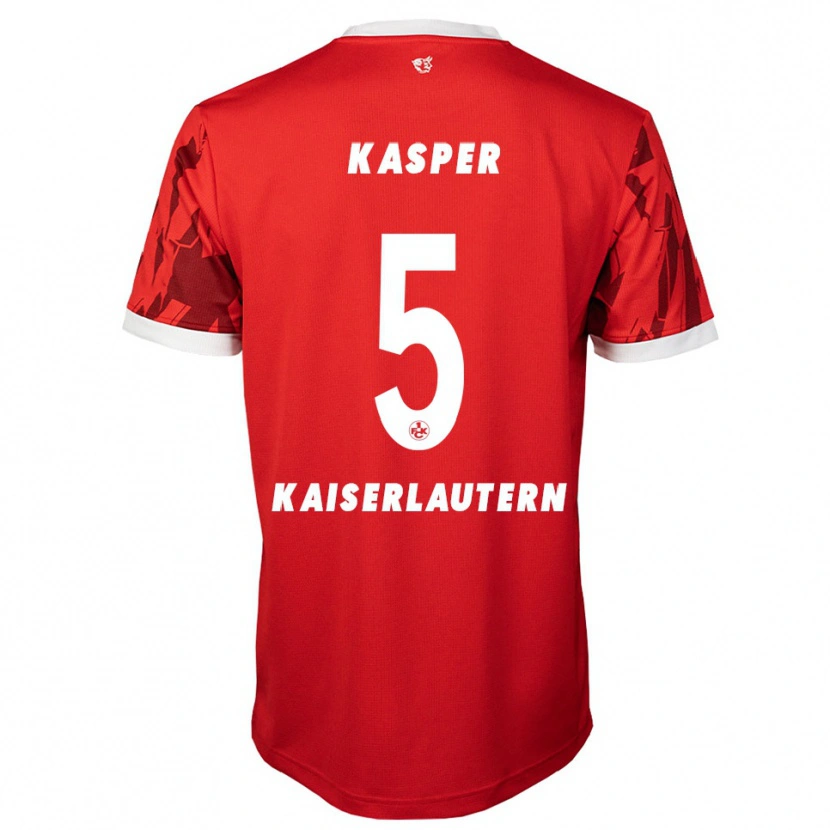 Danxen Børn Linus Kasper #5 Rød Hvid Hjemmebane Spillertrøjer 2025/26 Trøje T-Shirt