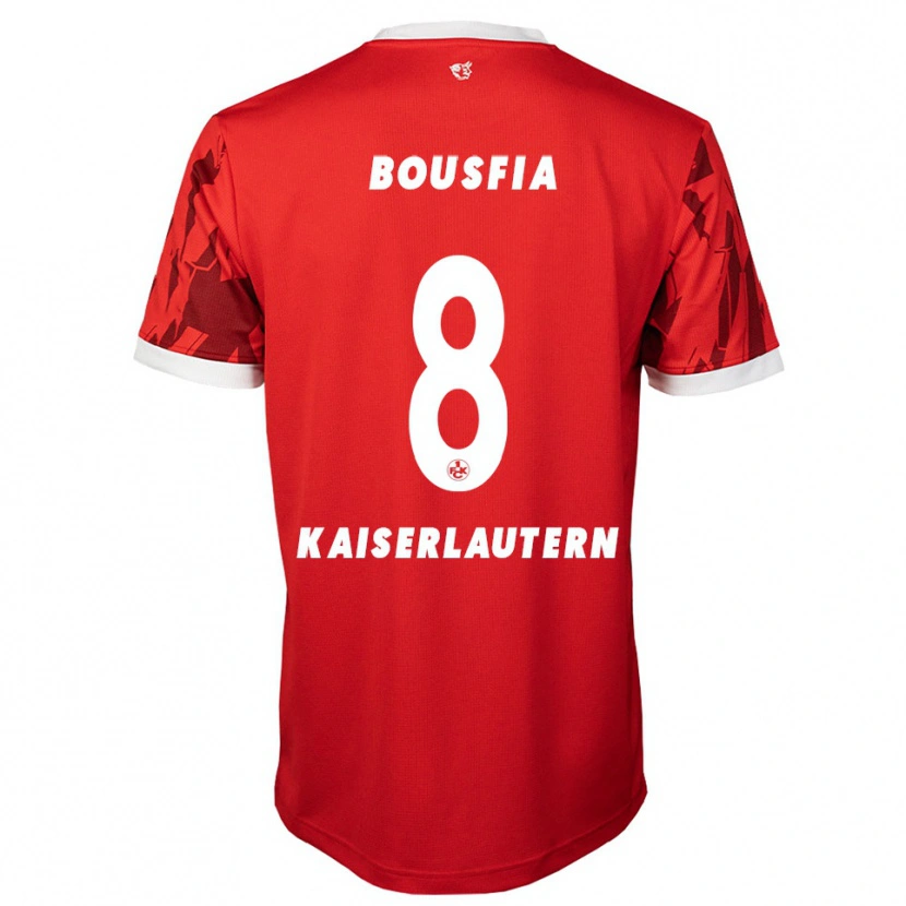 Danxen Børn Sami Bousfia #8 Rød Hvid Hjemmebane Spillertrøjer 2025/26 Trøje T-Shirt
