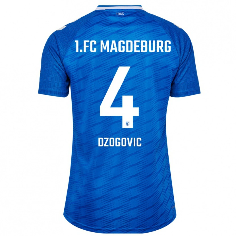 Danxen Børn Eldin Dzogovic #4 Blå Hvid Hjemmebane Spillertrøjer 2025/26 Trøje T-Shirt