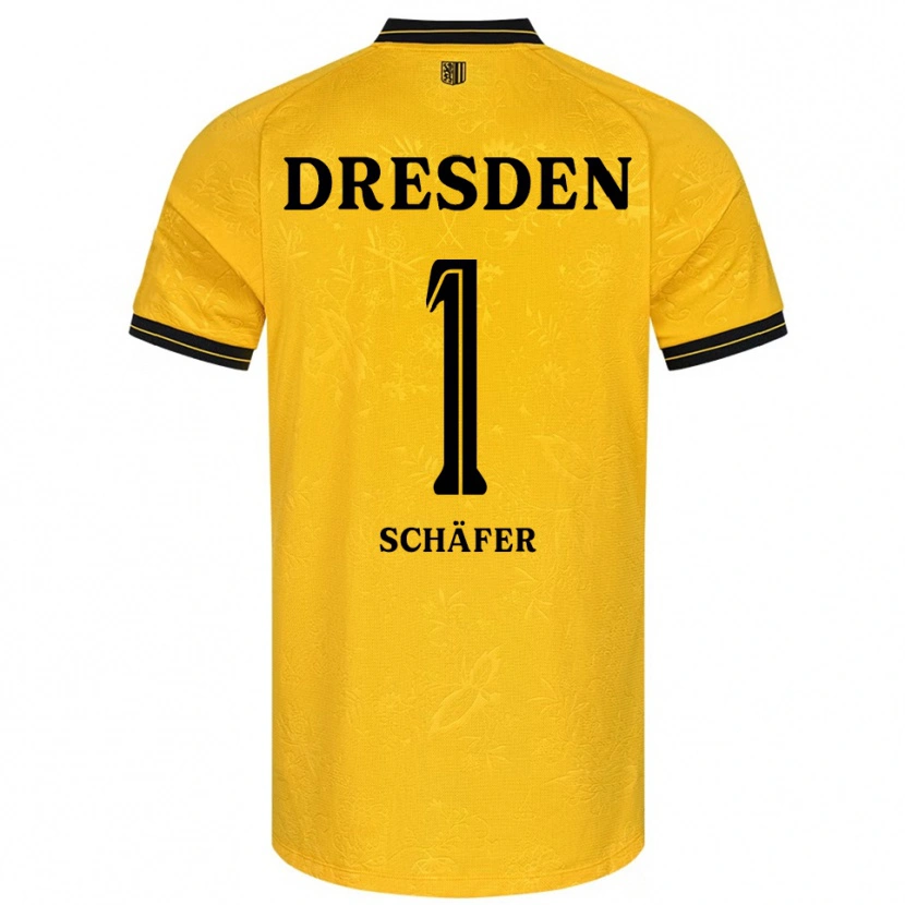 Danxen Børn Moritz Schäfer #1 Gul Sort Hjemmebane Spillertrøjer 2025/26 Trøje T-Shirt