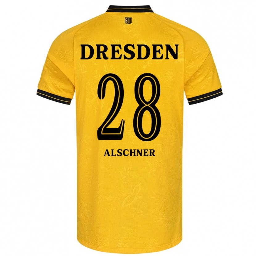 Danxen Børn Felix Alschner #28 Gul Sort Hjemmebane Spillertrøjer 2025/26 Trøje T-Shirt