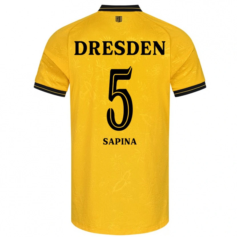 Danxen Børn Vinko Sapina #5 Gul Sort Hjemmebane Spillertrøjer 2025/26 Trøje T-Shirt