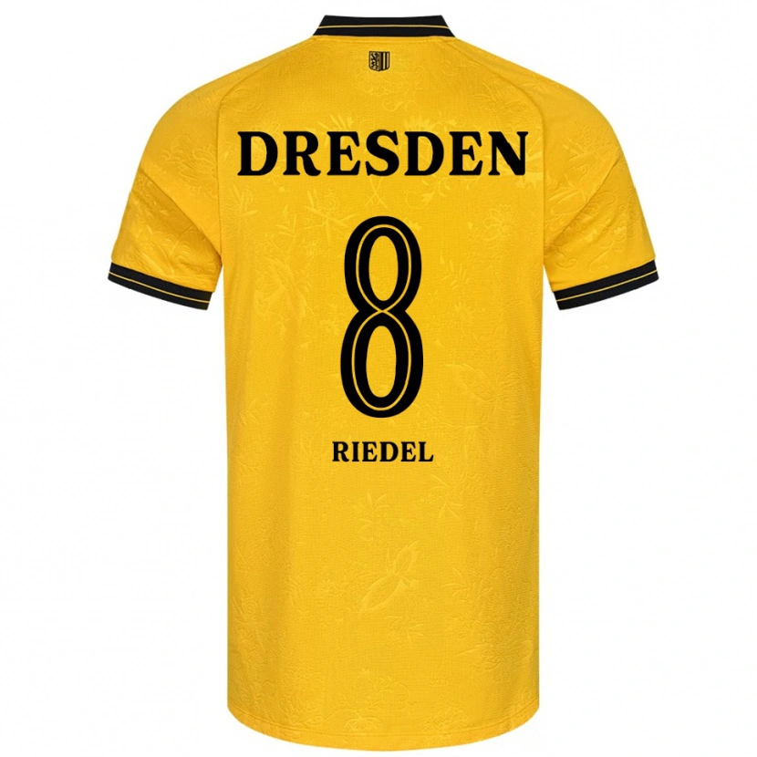 Danxen Børn Aaron Riedel #8 Gul Sort Hjemmebane Spillertrøjer 2025/26 Trøje T-Shirt