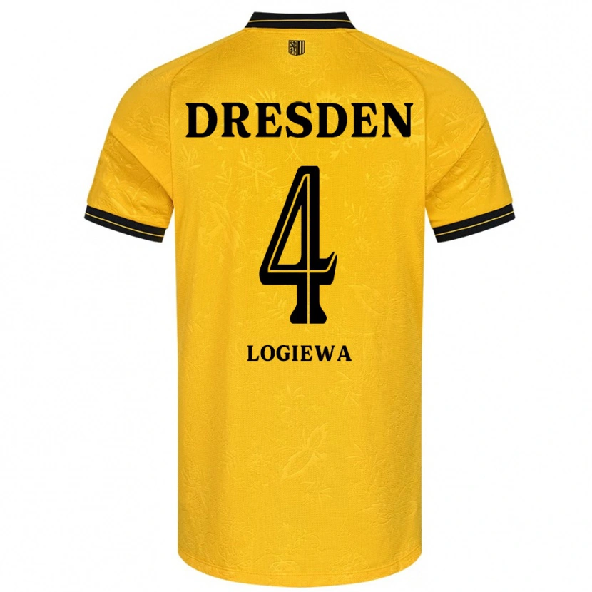 Danxen Børn Luca Logiewa #4 Gul Sort Hjemmebane Spillertrøjer 2025/26 Trøje T-Shirt
