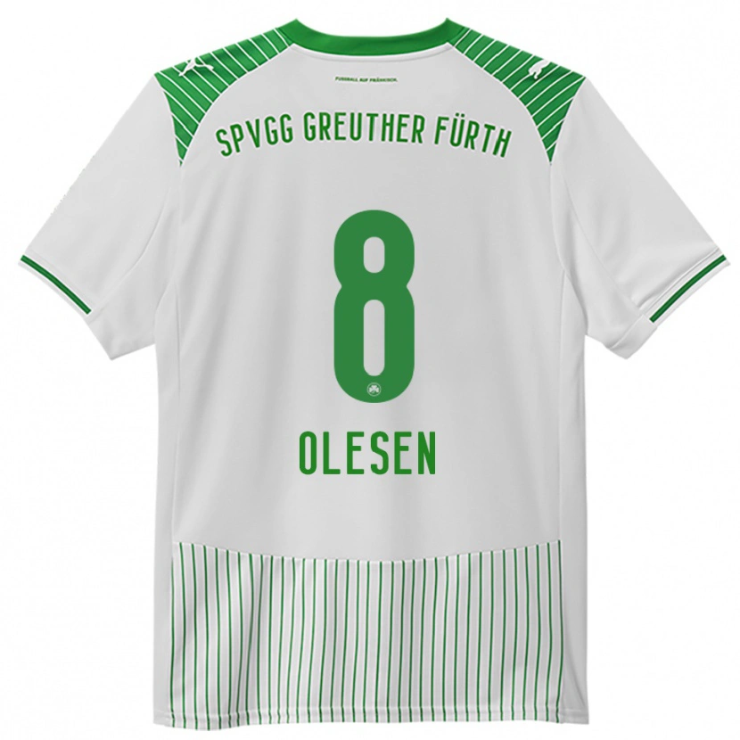 Danxen Børn Mathias Olesen #8 Hvid Grøn Hjemmebane Spillertrøjer 2025/26 Trøje T-Shirt