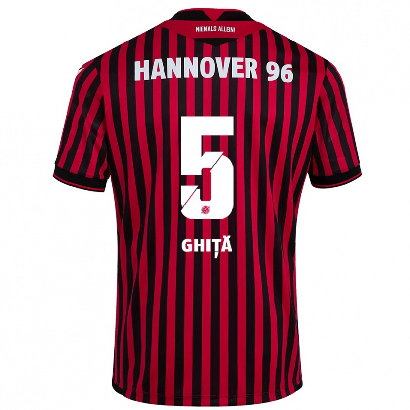 Danxen Børn Virgil Ghiță #5 Rød Sort Hjemmebane Spillertrøjer 2025/26 Trøje T-Shirt
