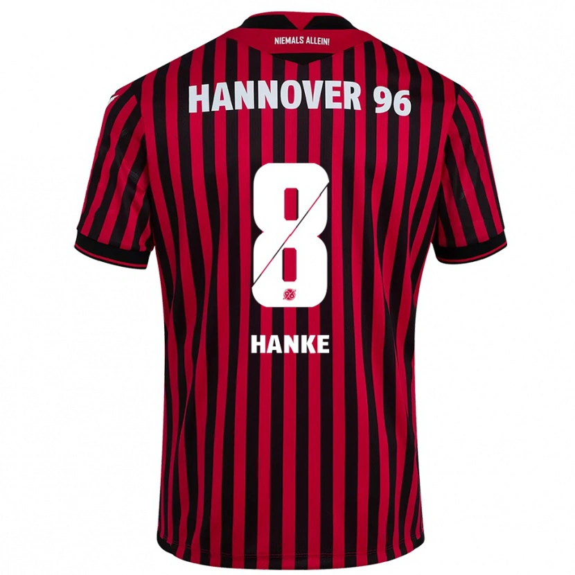 Danxen Børn Anton Hanke #8 Rød Sort Hjemmebane Spillertrøjer 2025/26 Trøje T-Shirt