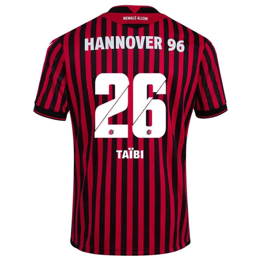 Danxen Børn Waniss Taïbi #26 Rød Sort Hjemmebane Spillertrøjer 2025/26 Trøje T-Shirt