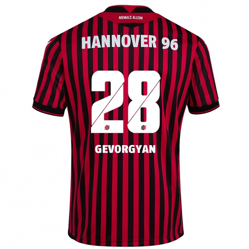 Danxen Børn Mark Gevorgyan #28 Rød Sort Hjemmebane Spillertrøjer 2025/26 Trøje T-Shirt