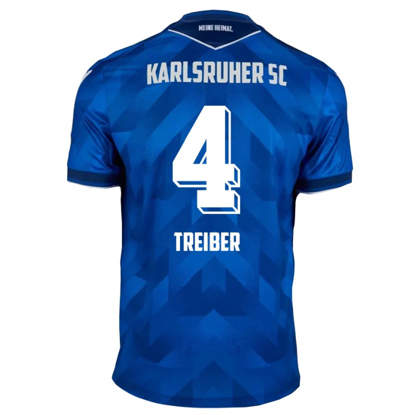 Danxen Børn Jannik Treiber #4 Blå Hvid Hjemmebane Spillertrøjer 2025/26 Trøje T-Shirt
