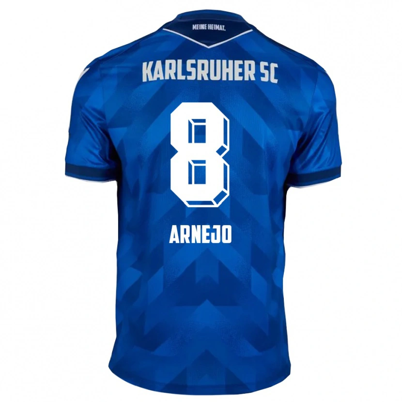 Danxen Børn Diego Arnejo #8 Blå Hvid Hjemmebane Spillertrøjer 2025/26 Trøje T-Shirt