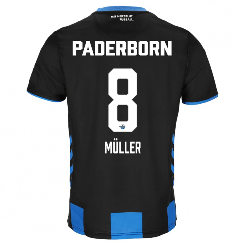 Danxen Børn Carlos Müller #8 Sort Blå Hjemmebane Spillertrøjer 2025/26 Trøje T-Shirt