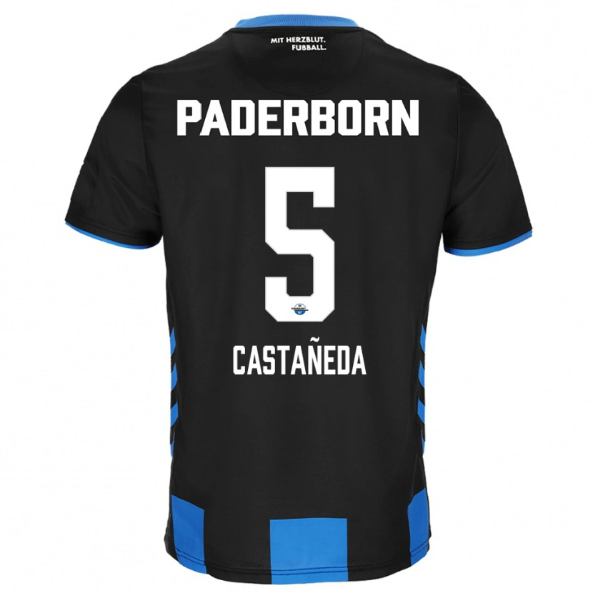 Danxen Børn Santiago Castañeda #5 Sort Blå Hjemmebane Spillertrøjer 2025/26 Trøje T-Shirt