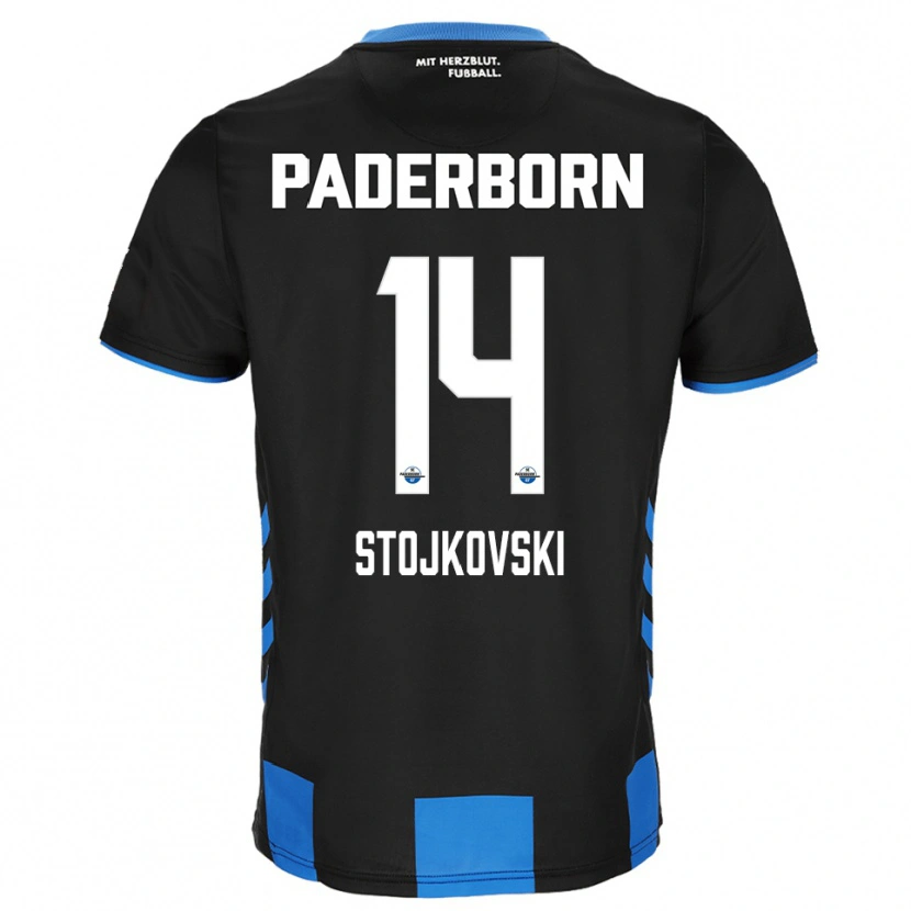 Danxen Børn Jakov Stojkovski #14 Sort Blå Hjemmebane Spillertrøjer 2025/26 Trøje T-Shirt