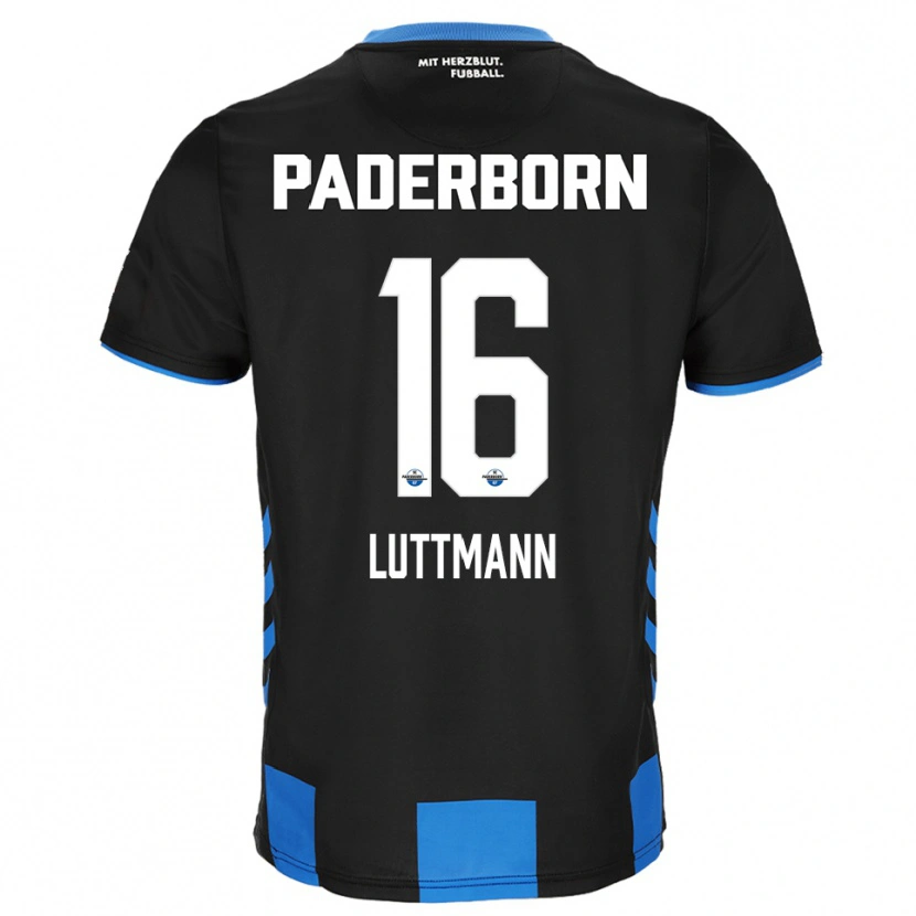 Danxen Børn Magnus Luttmann #16 Sort Blå Hjemmebane Spillertrøjer 2025/26 Trøje T-Shirt