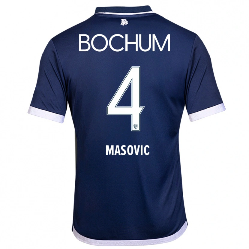 Danxen Børn Erhan Masovic #4 Navy Hvid Hjemmebane Spillertrøjer 2025/26 Trøje T-Shirt