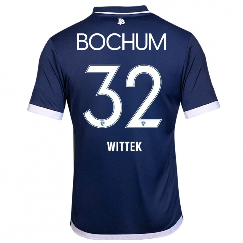 Danxen Børn Maximilian Wittek #32 Navy Hvid Hjemmebane Spillertrøjer 2025/26 Trøje T-Shirt