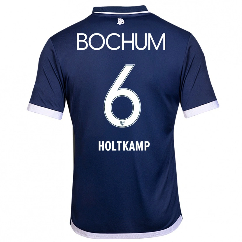 Danxen Børn Lars Holtkamp #6 Navy Hvid Hjemmebane Spillertrøjer 2025/26 Trøje T-Shirt