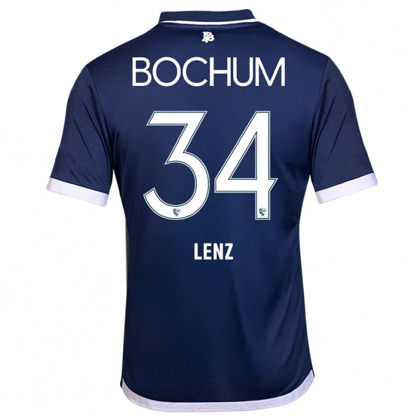 Danxen Børn Cajetan Lenz #34 Navy Hvid Hjemmebane Spillertrøjer 2025/26 Trøje T-Shirt