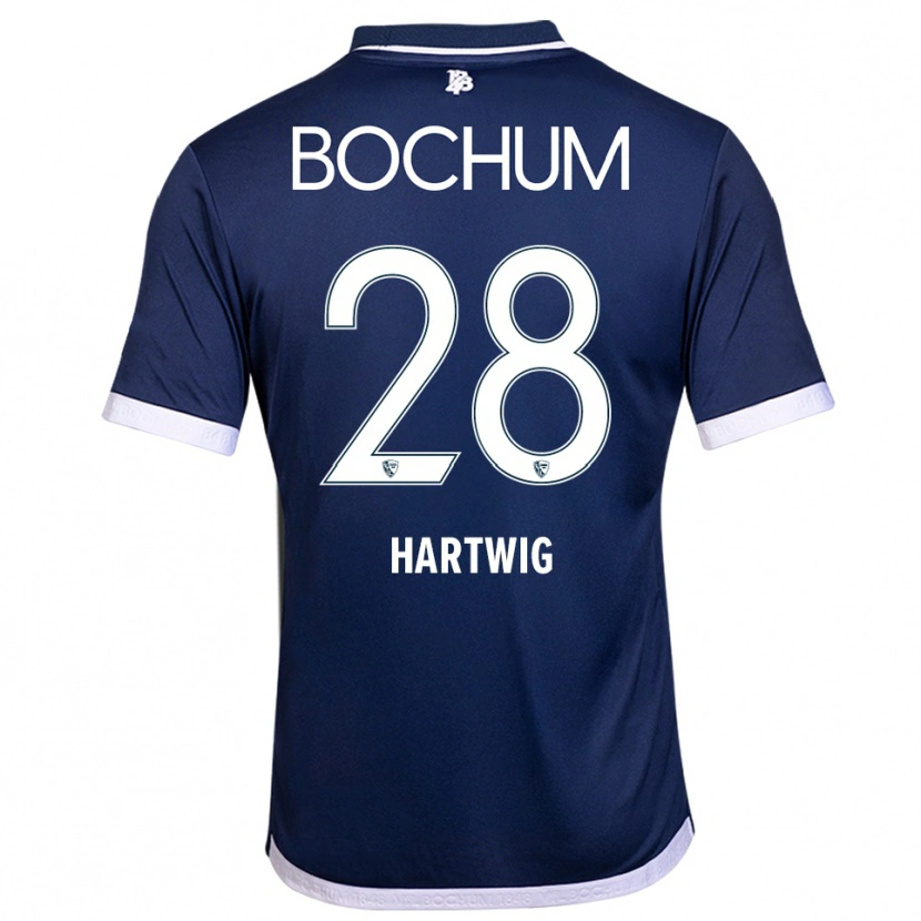 Danxen Børn Luis Hartwig #28 Navy Hvid Hjemmebane Spillertrøjer 2025/26 Trøje T-Shirt