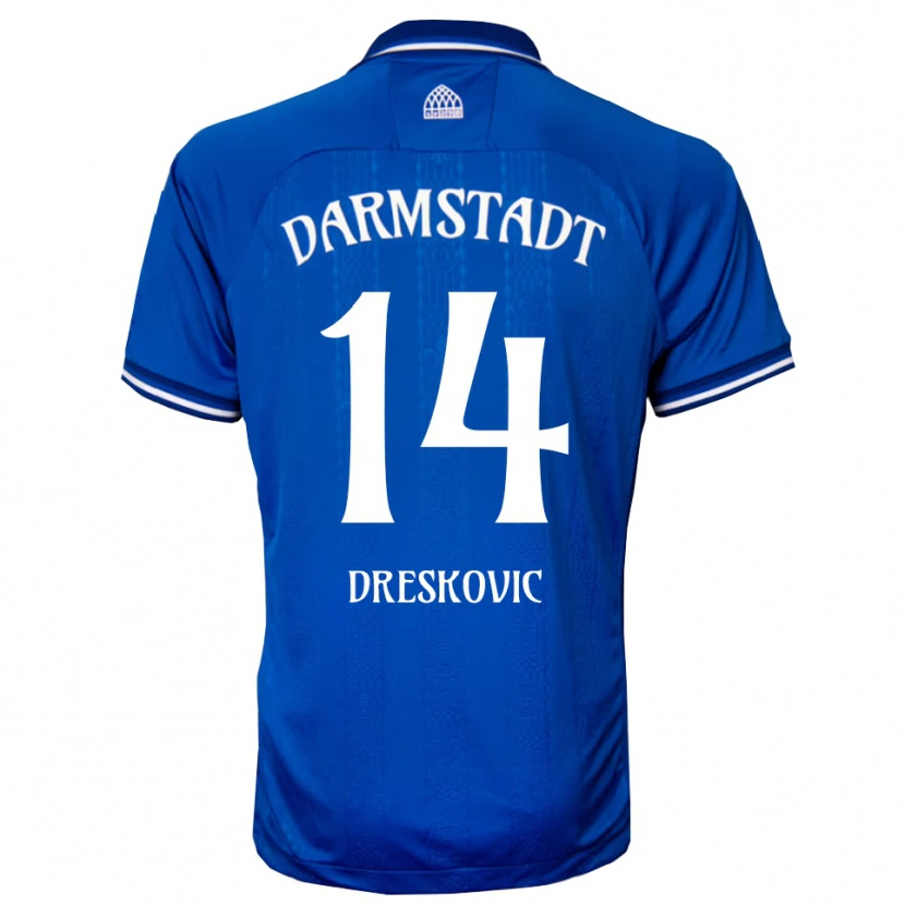 Danxen Børn Meldin Dreskovic #14 Blå Hvid Hjemmebane Spillertrøjer 2025/26 Trøje T-Shirt
