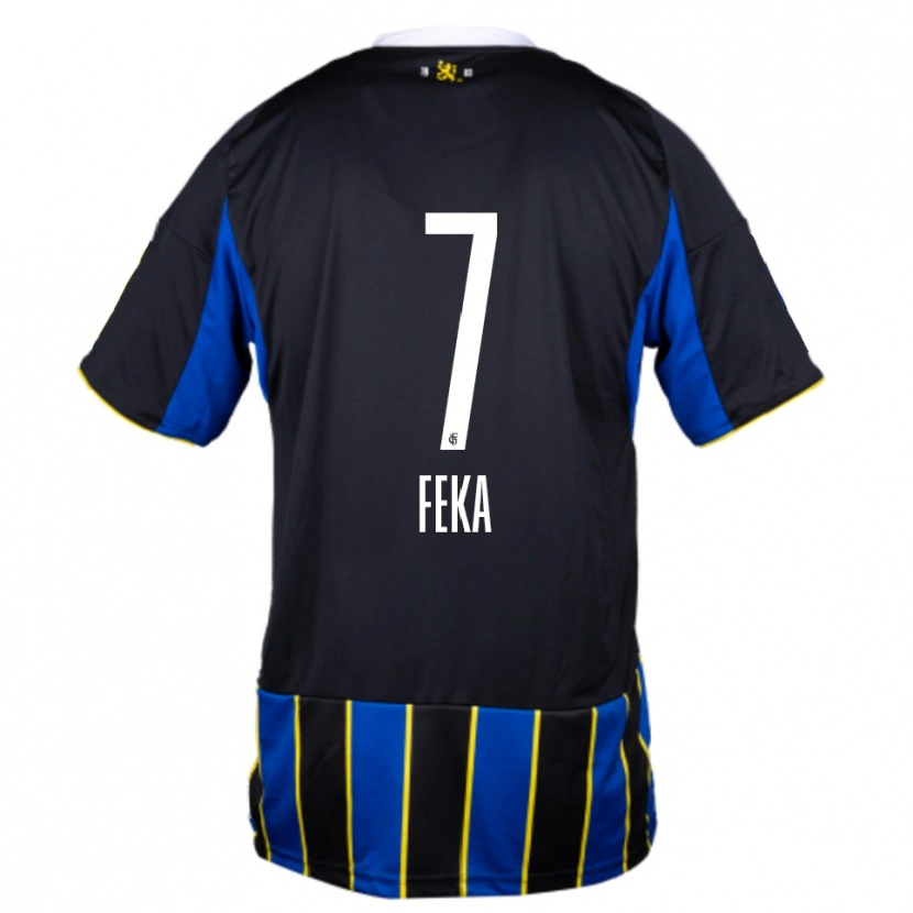 Danxen Børn Lukas Feka #7 Blå Sort Gul Hjemmebane Spillertrøjer 2025/26 Trøje T-Shirt