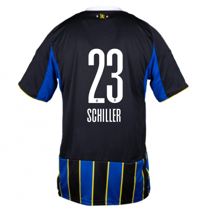 Danxen Børn Niklas Schiller #23 Blå Sort Gul Hjemmebane Spillertrøjer 2025/26 Trøje T-Shirt