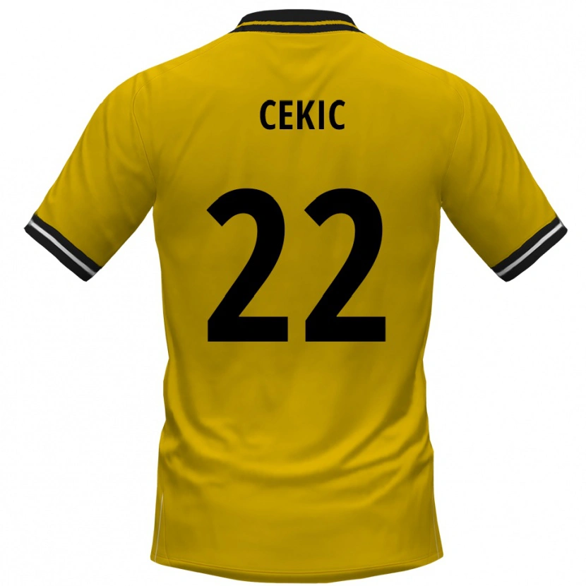 Danxen Børn Adnan Cekic #22 Gul Sort Hjemmebane Spillertrøjer 2025/26 Trøje T-Shirt