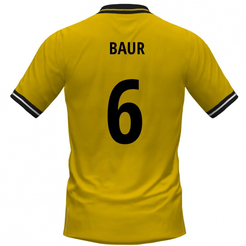 Danxen Børn Mauro Baur #6 Gul Sort Hjemmebane Spillertrøjer 2025/26 Trøje T-Shirt
