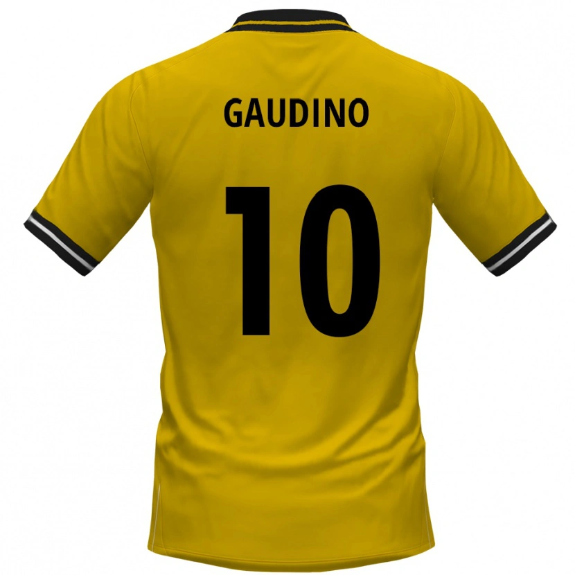 Danxen Børn Gianluca Gaudino #10 Gul Sort Hjemmebane Spillertrøjer 2025/26 Trøje T-Shirt