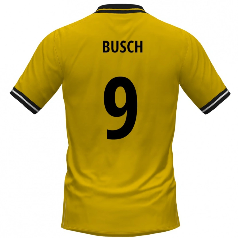 Danxen Børn Luis Busch #9 Gul Sort Hjemmebane Spillertrøjer 2025/26 Trøje T-Shirt