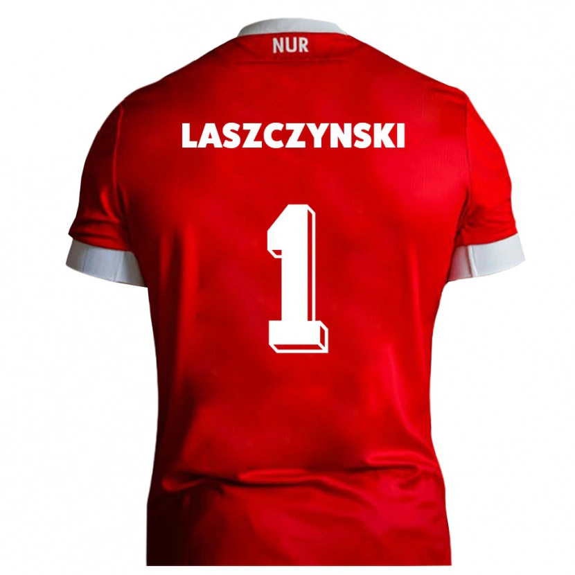Danxen Børn Adam Laszczynski #1 Rød Hvid Hjemmebane Spillertrøjer 2025/26 Trøje T-Shirt