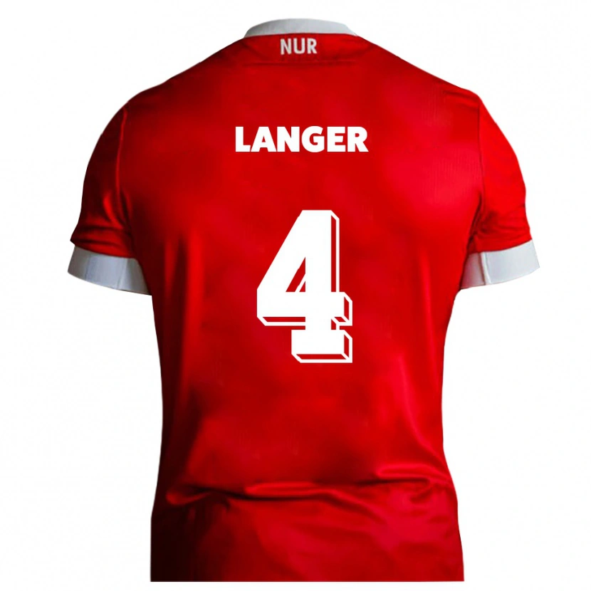 Danxen Børn Phillip Langer #4 Rød Hvid Hjemmebane Spillertrøjer 2025/26 Trøje T-Shirt