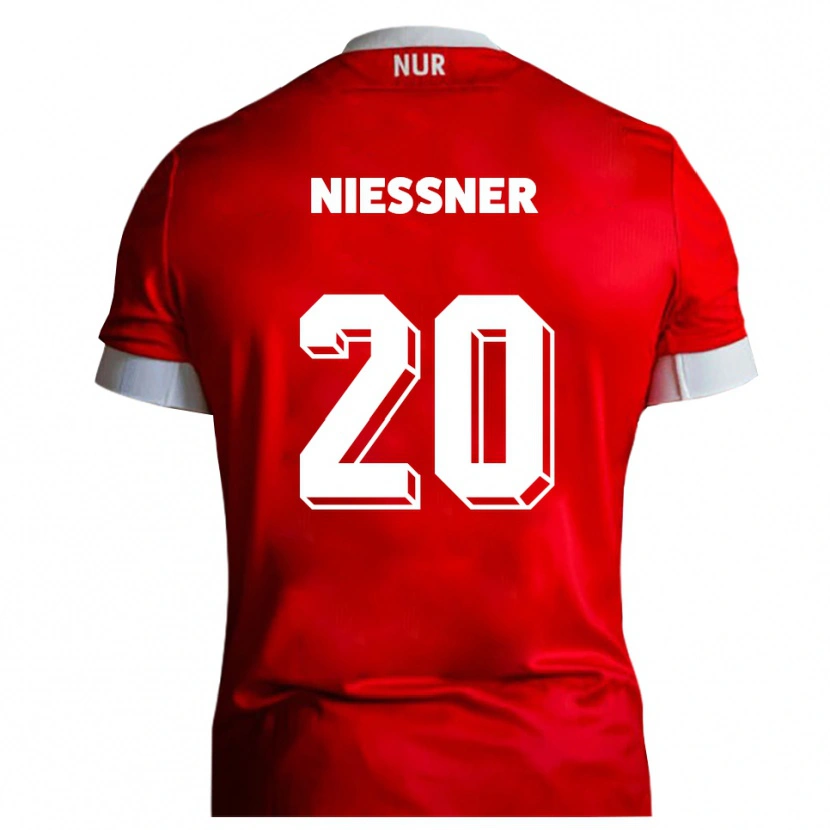 Danxen Børn Lennard Nießner #20 Rød Hvid Hjemmebane Spillertrøjer 2025/26 Trøje T-Shirt