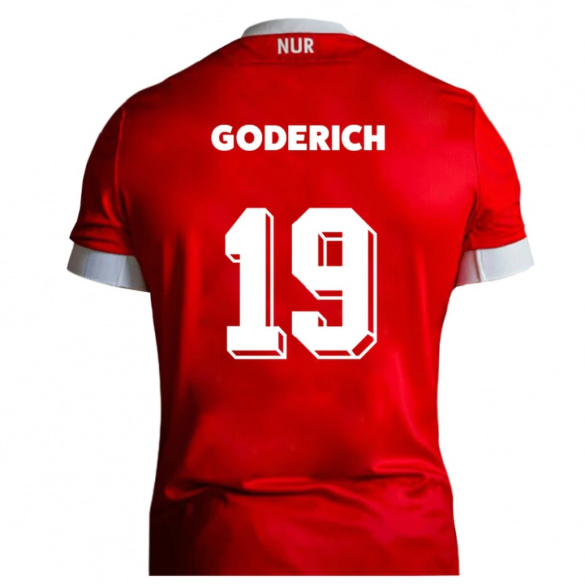 Danxen Børn David Goderich #19 Rød Hvid Hjemmebane Spillertrøjer 2025/26 Trøje T-Shirt